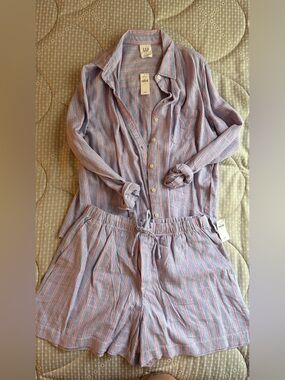 GAP Women's Lavender Stripe Matching Set